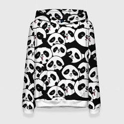 Толстовка-худи женская Весёлые панды, цвет: 3D-белый