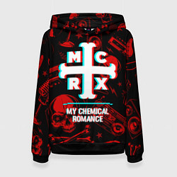 Толстовка-худи женская My Chemical Romance rock glitch, цвет: 3D-черный