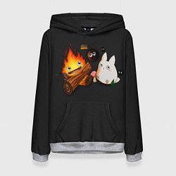 Толстовка-худи женская Кальцифер арт, цвет: 3D-меланж