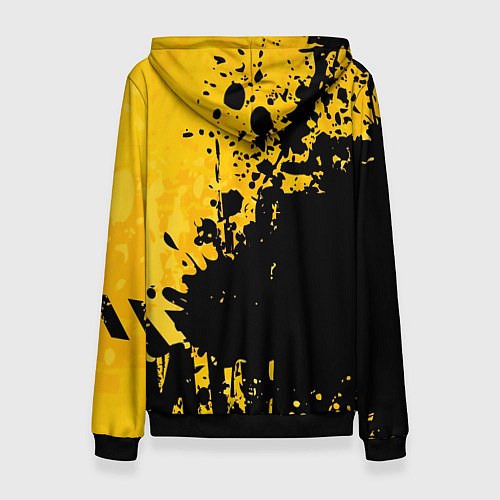 Женская толстовка Пятна черной краски на желтом фоне / 3D-Черный – фото 2
