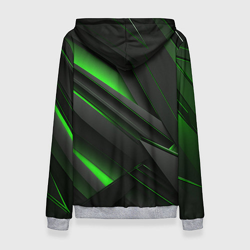 Женская толстовка Черно-зеленые объемные полосы / 3D-Меланж – фото 2