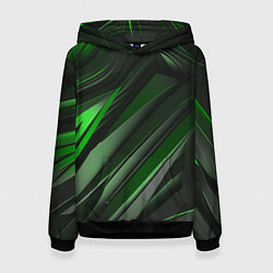 Толстовка-худи женская Green black abstract, цвет: 3D-черный