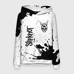 Толстовка-худи женская Slipknot и рок символ на светлом фоне, цвет: 3D-белый