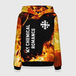 Толстовка-худи женская My Chemical Romance и пылающий огонь, цвет: 3D-черный