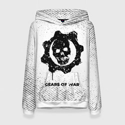 Толстовка-худи женская Gears of War с потертостями на светлом фоне, цвет: 3D-белый
