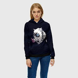 Толстовка-худи женская Кабан Иноскэ Хасибира, цвет: 3D-черный — фото 2