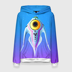 Толстовка-худи женская Subnautica инопланетная рыба, цвет: 3D-белый