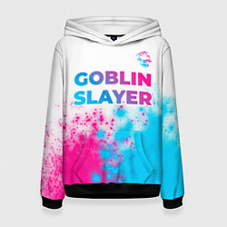 Толстовка-худи женская Goblin Slayer neon gradient style: символ сверху, цвет: 3D-черный