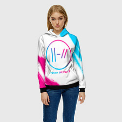 Толстовка-худи женская Twenty One Pilots neon gradient style, цвет: 3D-черный — фото 2