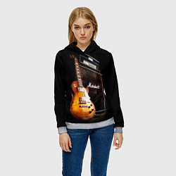 Толстовка-худи женская Рокерская гитара, цвет: 3D-меланж — фото 2
