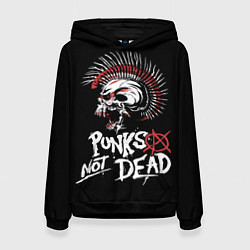 Толстовка-худи женская Punks not dead - анархия, цвет: 3D-черный