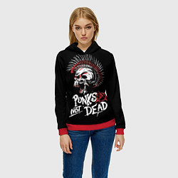 Толстовка-худи женская Punks not dead - анархия, цвет: 3D-красный — фото 2