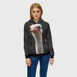 Толстовка-худи женская Голова страуса, цвет: 3D-черный — фото 2