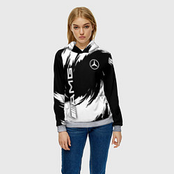 Толстовка-худи женская Mercedes benz - white color, цвет: 3D-меланж — фото 2
