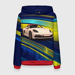 Толстовка-худи женская Спортивная немецкая машина Porsche 911, цвет: 3D-красный