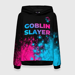 Толстовка-худи женская Goblin Slayer - neon gradient: символ сверху, цвет: 3D-черный
