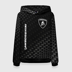 Толстовка-худи женская Lamborghini карбоновый фон, цвет: 3D-черный