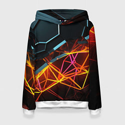 Толстовка-худи женская Разломленные плитки, цвет: 3D-белый