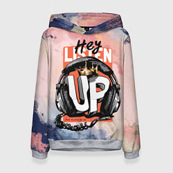 Толстовка-худи женская Музыкальные наушники, цвет: 3D-меланж
