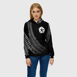 Толстовка-худи женская Jeep tire tracks, цвет: 3D-черный — фото 2
