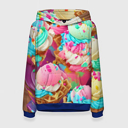 Толстовка-худи женская Сладкая жизнь, цвет: 3D-синий