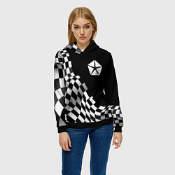 Толстовка-худи женская Jeep racing flag, цвет: 3D-черный — фото 2