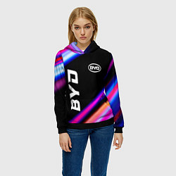 Толстовка-худи женская BYD speed lights, цвет: 3D-черный — фото 2