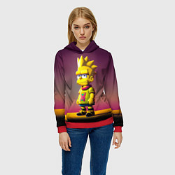 Толстовка-худи женская Барт Симпсон - нейросеть, цвет: 3D-красный — фото 2