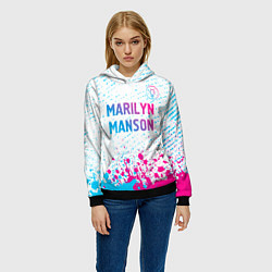 Толстовка-худи женская Marilyn Manson neon gradient style: символ сверху, цвет: 3D-черный — фото 2
