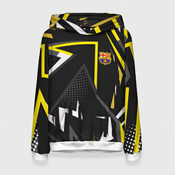 Толстовка-худи женская ФК Барселона эмблема, цвет: 3D-белый