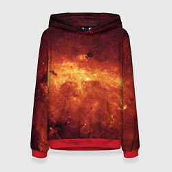 Толстовка-худи женская Огненная галактика, цвет: 3D-красный
