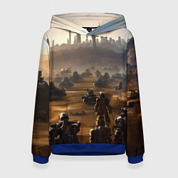 Толстовка-худи женская Киберпанк: война будущего, цвет: 3D-синий