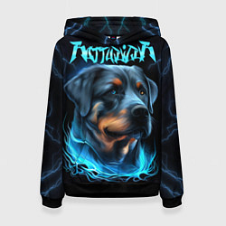 Толстовка-худи женская Rottweiler and lightnings, цвет: 3D-черный
