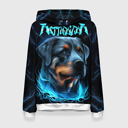 Толстовка-худи женская Rottweiler and lightnings, цвет: 3D-белый