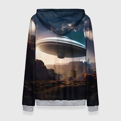 Женская толстовка НЛО над горами / 3D-Меланж – фото 2