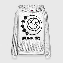 Толстовка-худи женская Blink 182 с потертостями на светлом фоне, цвет: 3D-белый