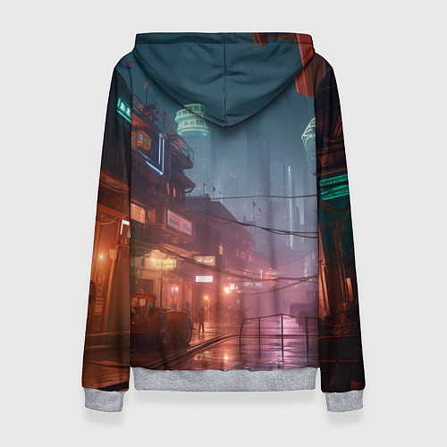Женская толстовка Киберпанк город будущего / 3D-Меланж – фото 2