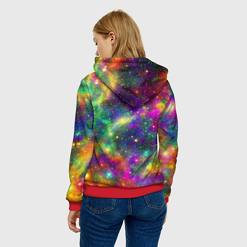 Женская толстовка Яркий неоновый космос / 3D-Красный – фото 4