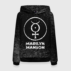 Толстовка-худи женская Marilyn Manson с потертостями на темном фоне, цвет: 3D-черный