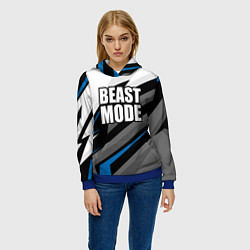 Толстовка-худи женская Beast mode - blue sport, цвет: 3D-синий — фото 2