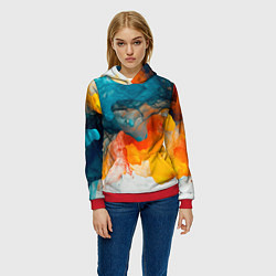 Толстовка-худи женская Синяя и оранжевая жидкости, цвет: 3D-красный — фото 2