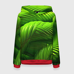 Толстовка-худи женская Объемный зеленый канат, цвет: 3D-красный