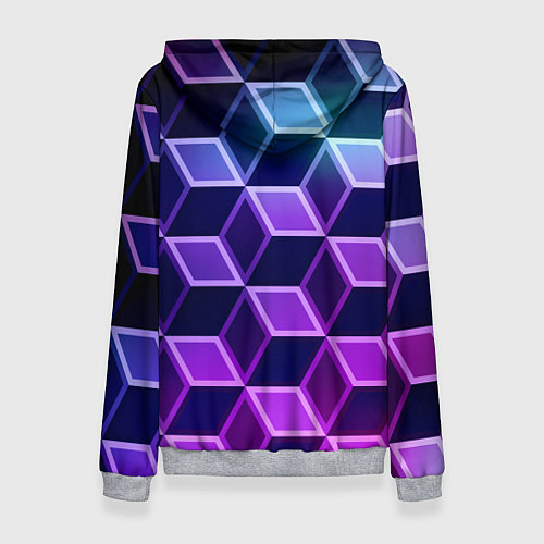 Женская толстовка Неоновые кубы иллюзия / 3D-Меланж – фото 2