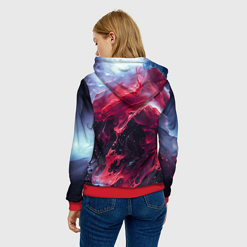 Женская толстовка Сова взгляд краска / 3D-Красный – фото 4