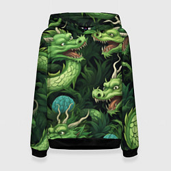 Толстовка-худи женская Восточные драконы: арт нейросети, цвет: 3D-черный
