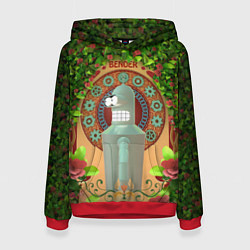 Толстовка-худи женская Futurama: Бендер в стиле ар-нуво, цвет: 3D-красный