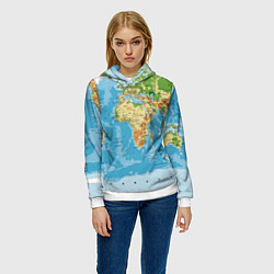 Толстовка-худи женская Атлас мира, цвет: 3D-белый — фото 2
