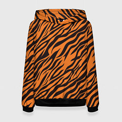 Толстовка-худи женская Полоски тигра - tiger, цвет: 3D-черный