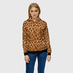 Толстовка-худи женская Пятнистая шкура жирафа, цвет: 3D-черный — фото 2