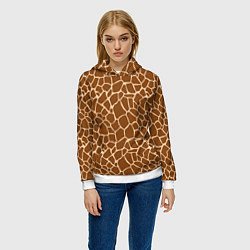 Толстовка-худи женская Пятнистая шкура жирафа, цвет: 3D-белый — фото 2